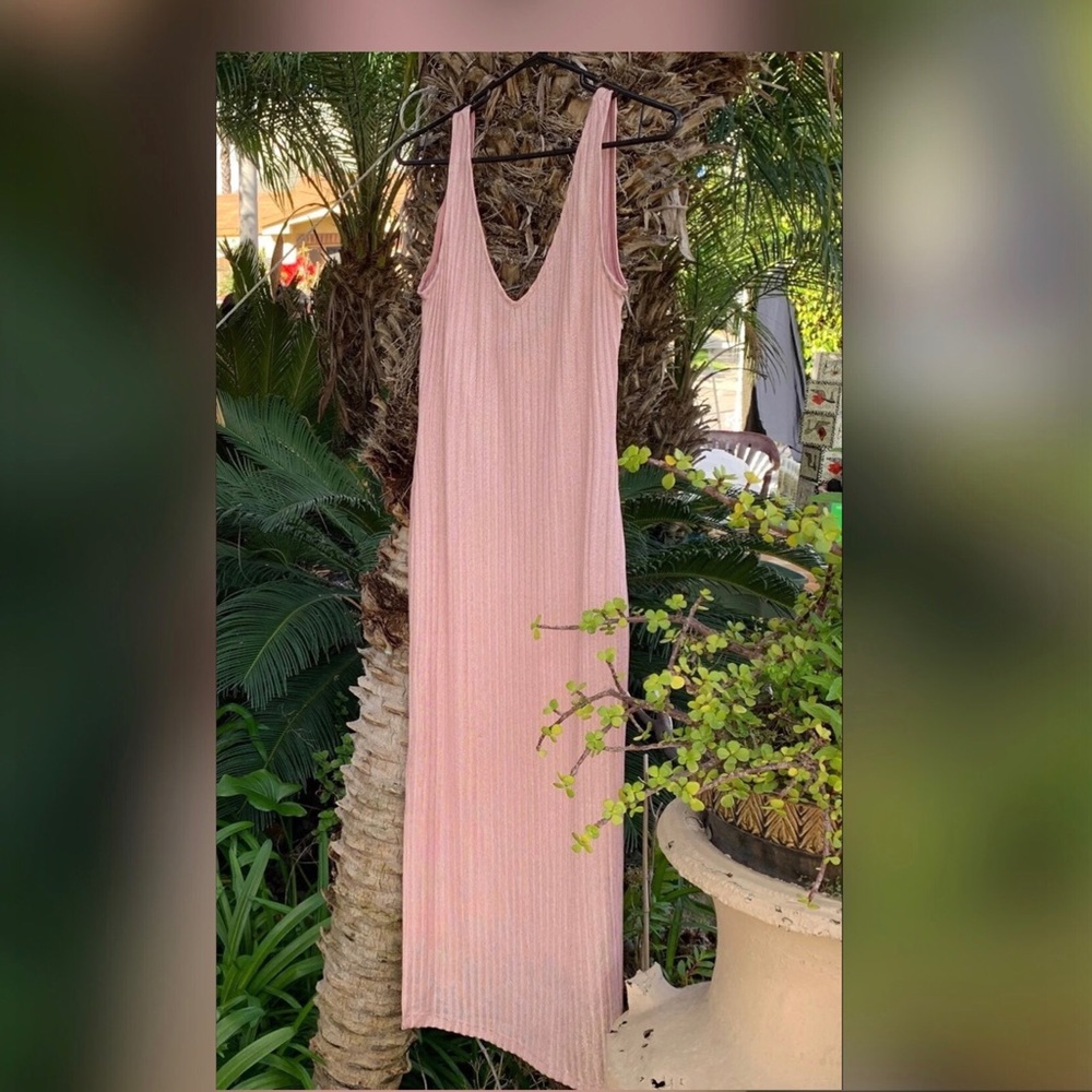 Long Rose Gold Side Slit Dress S/M